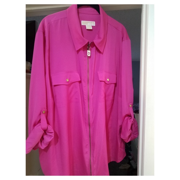 Michael Kors Tops - Michael Kors Pink Zip Blouse